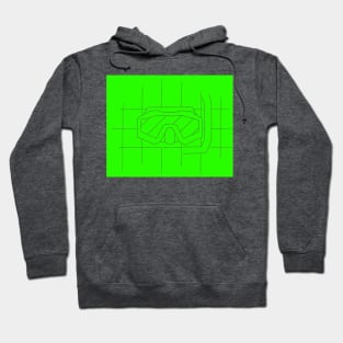 REVERSED GRID DRAWING OF A DIVE MASK green Hoodie